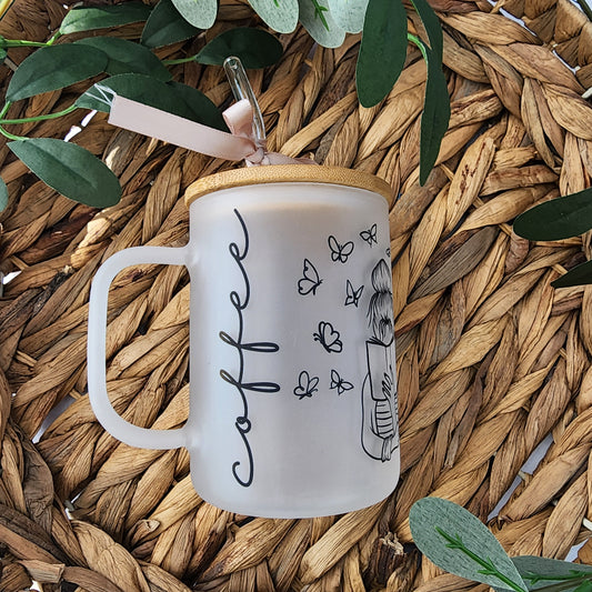 Coffee & Books 15oz Glass Mug