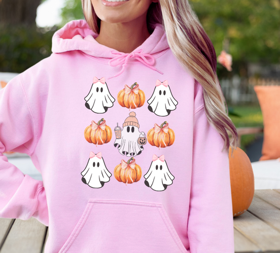 Ghosts & Pumpkins Pink Hoodie