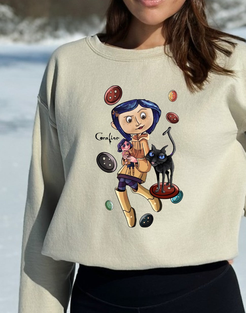 Coraline Crewneck | Coraline Sweater | Coraline & Unnamed Cat